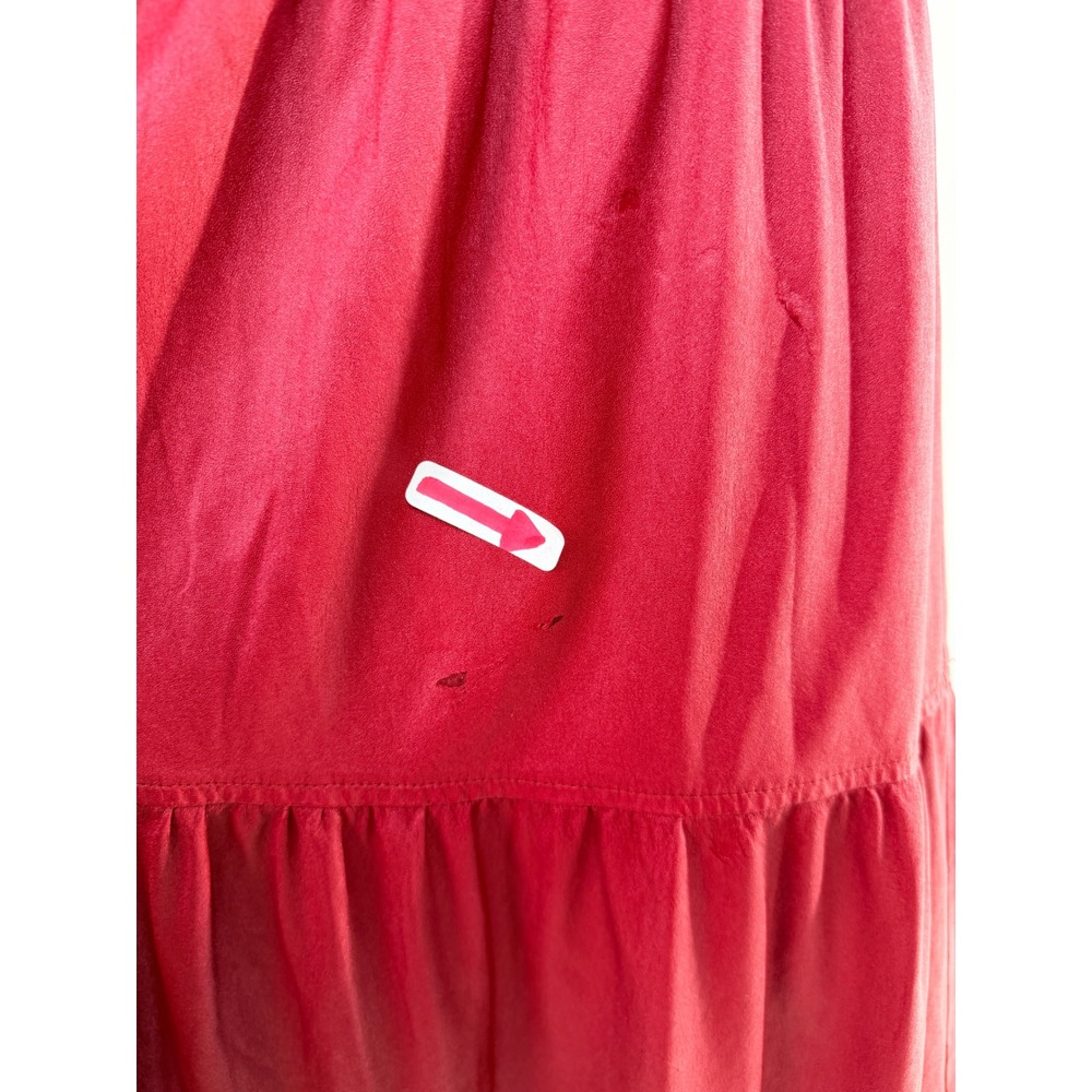 Derek Lam 10 Crosby Red Faux Leather Tiered Spaghetti Strap Maxi Dress Size 4 - Picture 9 of 10